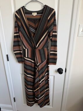 Maeve by Anthropology Striped Wrap Maxi Dress